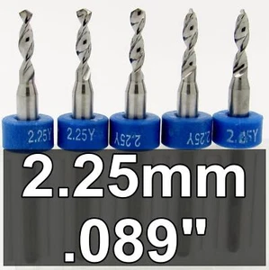 0,089 Zoll 2,25 mm #43 FÜNF STCK. Premium Hartmetall Bohrer 1/8 Zoll Schaft Schaft CNC R/S - Bild 1 von 5