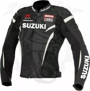 Suzuki GSXR Motorcycle Racing Biker Leather Jacket MOTOGP Motorbike Bike Jacket - Picture 1 of 3