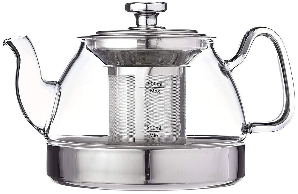 Glass Tea Kettle with Removable Infuser,Stove Top Safe, 900 ml