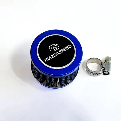 BLUE  12MM RACING MINI AIR OIL BREATHER FILTER FOR MIATA MAZDA MAZDASPEED ENGINE - Image 1 of 4