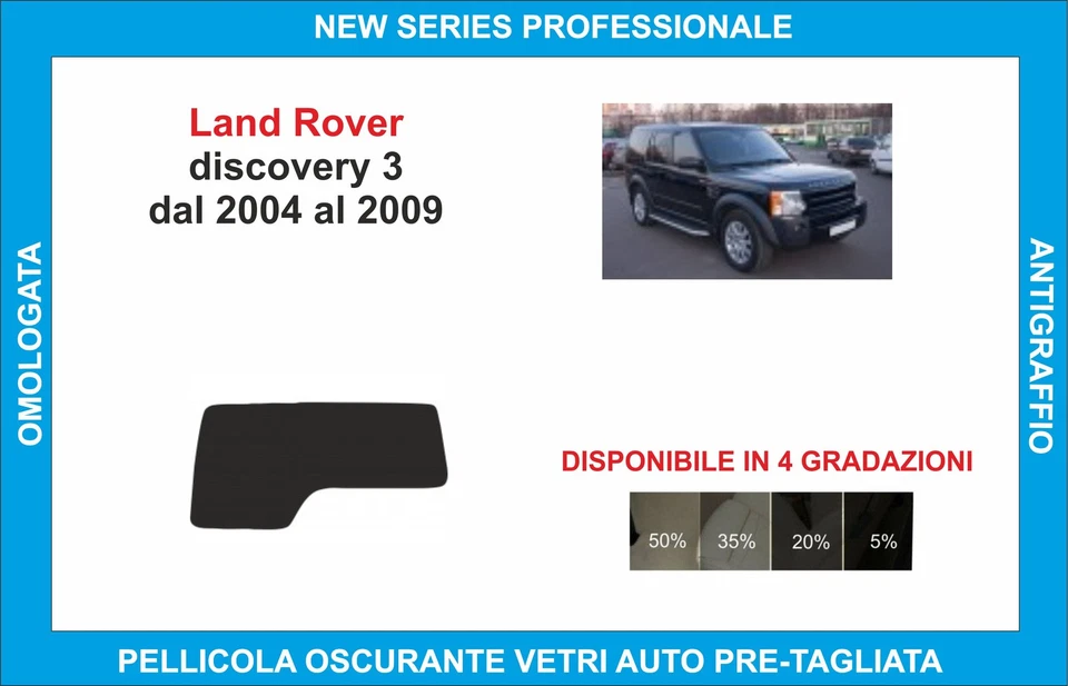 pellicole oscuranti vetri land rover discovery 3 dal 2004-2009 kit lunotto - Imagen 1 de 1