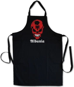 CLASSIC ALBANIA SKULL FLAG GRILLSCHÜRZE KOCHSCHÜRZE - Banner albanian Biker - Picture 1 of 1
