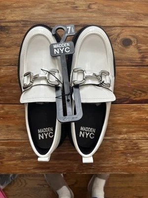 Новый с Ярлыками Madden NYC белый платформе Lug мокасины женщин Sz 7,5 поскользнуться на туфли Goth - Изображение 1 из 4
