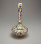 c1890 Antique Indian Surahi Kashmir Enamel Rosewater Bottle Flask Cloisonne Vase