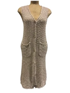 Neu mit Etikett Altar’d State lange beige Knopfleiste Weste Pullover Häkel Strickjacke Größe S - Bild 1 von 5