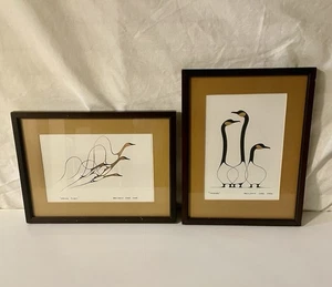 Vintage MCM Framed Art Prints Benjamin Chee Chee "Spring Flight" & "Friends" - Picture 1 of 13