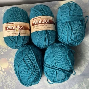 Vintage 5 Skeins Wintuk 4 Yarn #14 Teal Blue 4 oz 100% Orlon Dye Lot 14560 - Picture 1 of 3