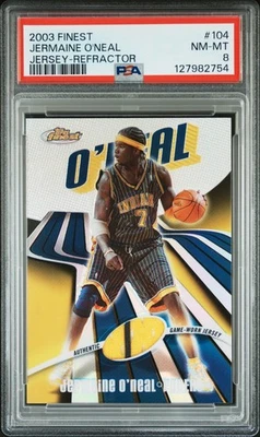 2003 FINEST 104 JERMAINE O'NEAL JERSEY REFRACTOR /250 PSA 8 - Image 1 of 2