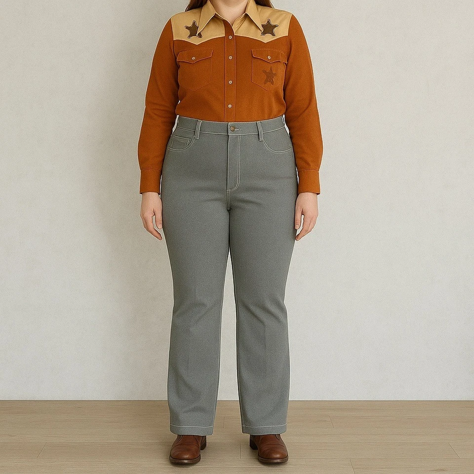 Pantalones de Colección Años 70 Sears Perma-Prest Gris Alto Taiwán R.O.C. Pantalón acampanado Foto 1 de 4