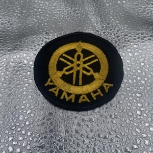 Vintage Yamaha Tuning Forks Logo Black Round Embroidered Patch Badge - Picture 1 of 2