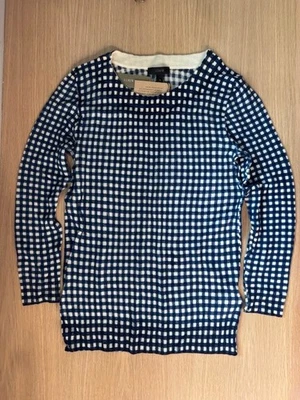 Nuevo con etiquetas Suéter J Crew Lana Merino Estampado a Cuadros Cuello Redondo Talla XS Foto 1 de 4