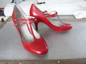 red leather T-bar court shoes size 4 (37) New Look - Picture 1 of 10