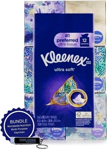 Tejido facial ultra suave de 3 capas Kleenex - 12 cajas verticales - 85 hojas por caja - Imagen 1 de 12