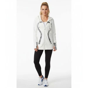 Lululemon Stride Hooded Jacket 10 White Black Athletic Yoga Running Zip Up - Picture 1 of 14