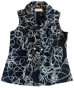 Tumbleweed,  100% WOOL Belted Vest, Snaps, Black & White Women, Large, Y2K - Picture 1 of 14