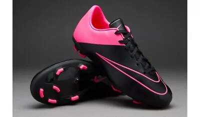 Nike JR Mercurial Victory V FG Black Pink 4.5Y 651634-006 Soccer Cleat - Image 1 of 4