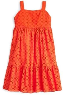 Новый J Crewcuts девочек ELIZA отверстие платье ремни бант хлопок оранжевый красный 16 - Изображение 1 из 4