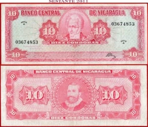 NICARAGUA 10 CORDOBAS 1962 Serie A P 109 VF free shipping from 100$ - Picture 1 of 3