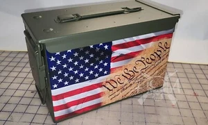 Ripped American Flag We The People Ammo Can Box Wrap Vinyl Decal Sticker set USA - Picture 1 of 2