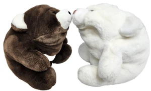 2 Osos Snuffles Vintage GUND 1 Marrón Chocolate 1980 y 1 Blanco Polar 1981 10" - Imagen 1 de 9
