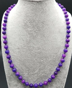 Genuine Natural 6mm Purple Sugilite Gemstone Round Beads Fashion Necklace 18''  - Picture 1 of 3