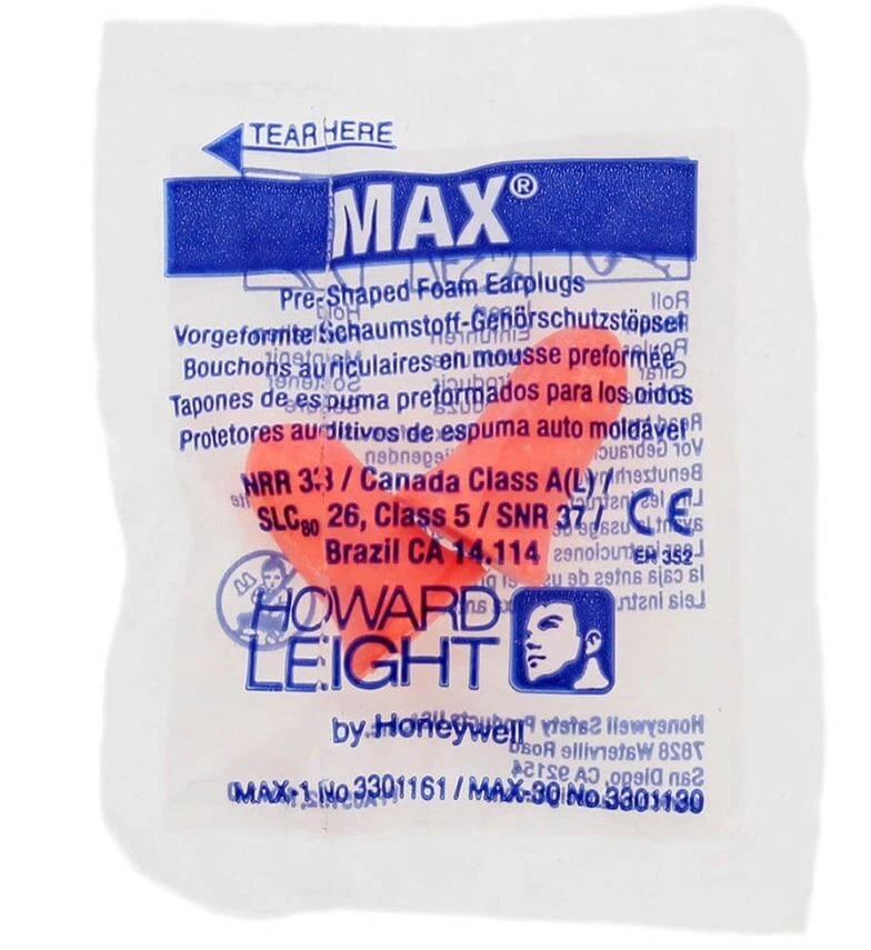 Honeywell Howard Leight MAX 1 Foam Ear Plugs, SNR 37dB - Image 1 of 1