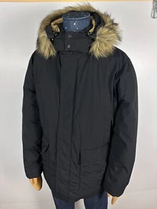 Vintage SCHOTT Long Warm Parka Jacket Black Mens Size XXL - Picture 1 of 13