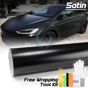 Premium Satin Black Matte Flat Vinyl Wrap Sticker Film DIY Decal Bubble Free - Picture 1 of 12
