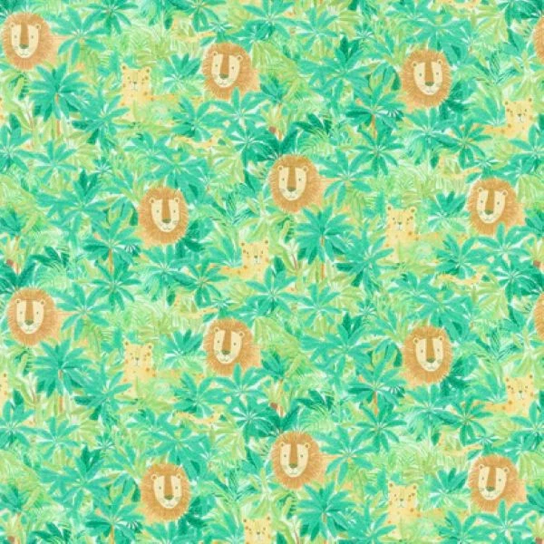 Tela de algodón edredón de 3 yardas - Tesoros atemporales estampado juvenil leones con árboles Foto 1 de 1