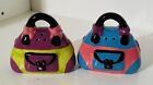 Ceramic Purse Salt And Pepper Shakers Cartoon Looking Paint Decoration Blue Pink