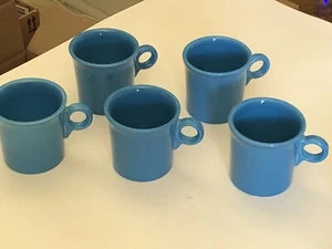 HOMER LAUGHLIN FIESTAWARE O- RING HANDLE PEACOCK BLUE SET OF 5 COFFEE CUPS - Picture 1 of 7