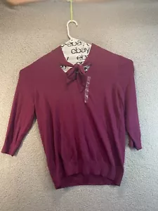 Ann Taylor Lighweight Sweater Tie at Neck, Purple Size XL - Picture 1 of 9