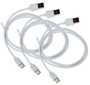 3X Cable De Datos USB Tipo C USB-C Cable De Carga Blanco Para BlackBerry Motion - Imagen 1 de 3
