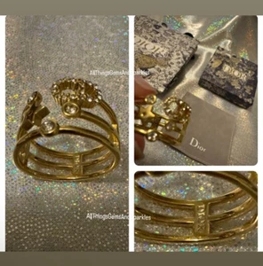 Anillo Christian Dior CD Logo Raro Triple Regalo Cumpleaños Boda Estrella Adornado - Imagen 1 de 9