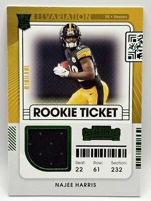 Najee Harris 2021 Contenders Variation Green Patch Rookie Ticket #RSV-NHA - Image 1 of 3