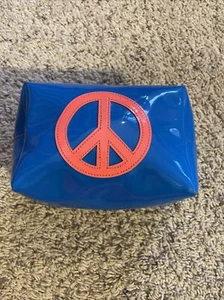 LOLO COSMETIC MAKEUP Bag- Blue and Coral with “PEACE” Sign -Used - Picture 1 of 8