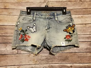 Women's Arizona Jean Shorts Distressed Floral Cut-off Stretch Size 5 (Waist 29) - Picture 1 of 9
