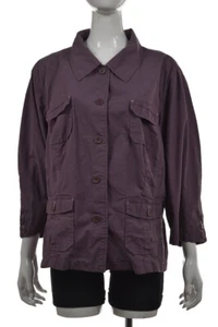 Sigrid Olsen Womens Jacket Size 24W Plus Purple Solid Basic 3/4 Sleeve Cotton - Picture 1 of 5