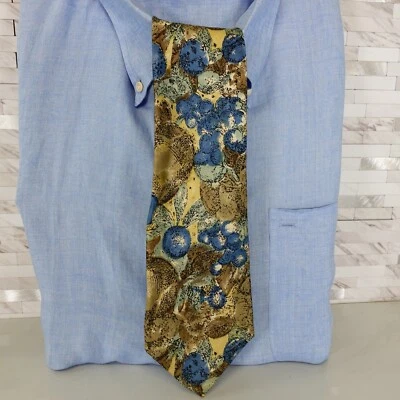 BRUNO FERRARI Corbata Cuello Para Hombre Verde Seda Vivo Brillante Traje Diseñador Preppy Marrón Foto 1 de 4