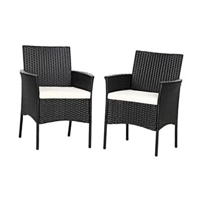 Patio Chairs Set of 2, All Weather Rattan Wicker Dining Chairs with Soft  - Image 1 of 4