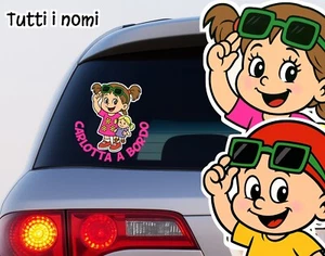 🚗Adesivo Bimbo / Bimba a Bordo Personalizzato con Nome Auto Bambini Vari Colori - Foto 1 di 12