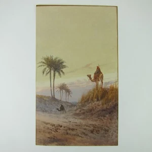 Antigua pintura acuarela Otto Tilche camellos desierto Oriente Medio artista firmada - Imagen 1 de 12