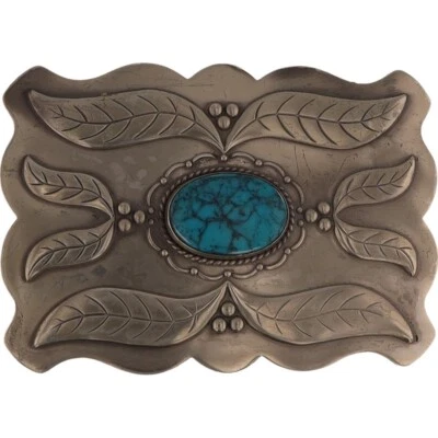 Fivela de cinto vintage década de 1980 vaqueira turquesa falsa indiana tribal nativa americana - Imagem 1 de 4