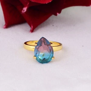 Pear Alexandrite Gold Engagement Ring Gift For Wife, Mother, Sister, Best Friend - Picture 1 of 13