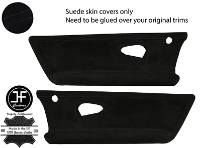 BLACK STITCH 2X DOOR CARD TRIM SUEDE COVERS FOR SMART ROADSTER 452 03-05 JF1 - Image 1 of 3
