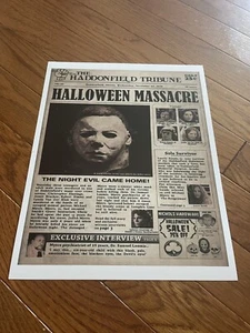 "Póster foto impresión artística de Halloween 13x19"" periódico Michael Myers Haddonfield" - Imagen 1 de 1