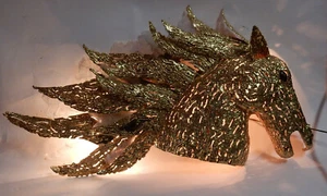 1990' Applique Tête De Cheval en Bronze Doré et Gypse DLG Duval Brasseur - Picture 1 of 12
