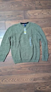 New Chaps Ralph Lauren Sweater Mens Size Medium Green Cable-Knit Pullover Preppy - Picture 1 of 8