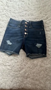 Abercrombie & Fitch Girl's Hise-rise bike Short Dark Blue 11/12 Button up - Picture 1 of 3