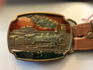 Belt Buckle Steam Locomotive. With Leather Belt - Picture 1 of 4